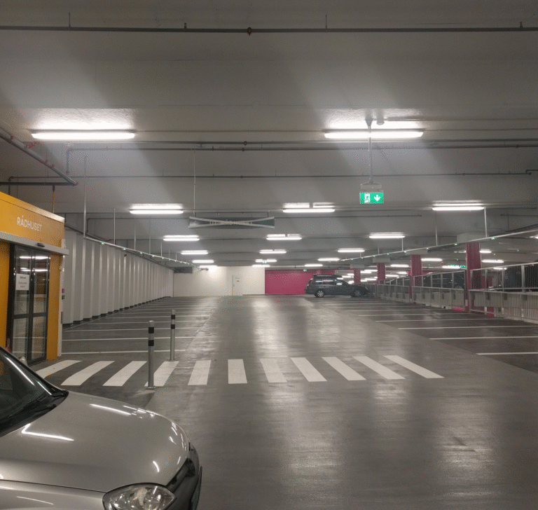 An Underground parking lot.